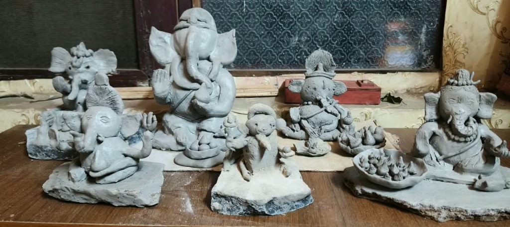 Handmade clay Ganesha idols